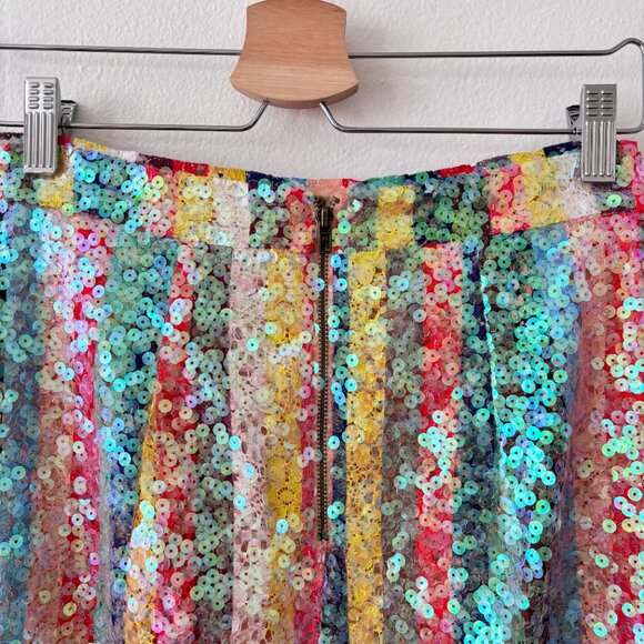 Anthropologie Maeve Rainbow Sequined Midi Skirt - Picture 8 of 9